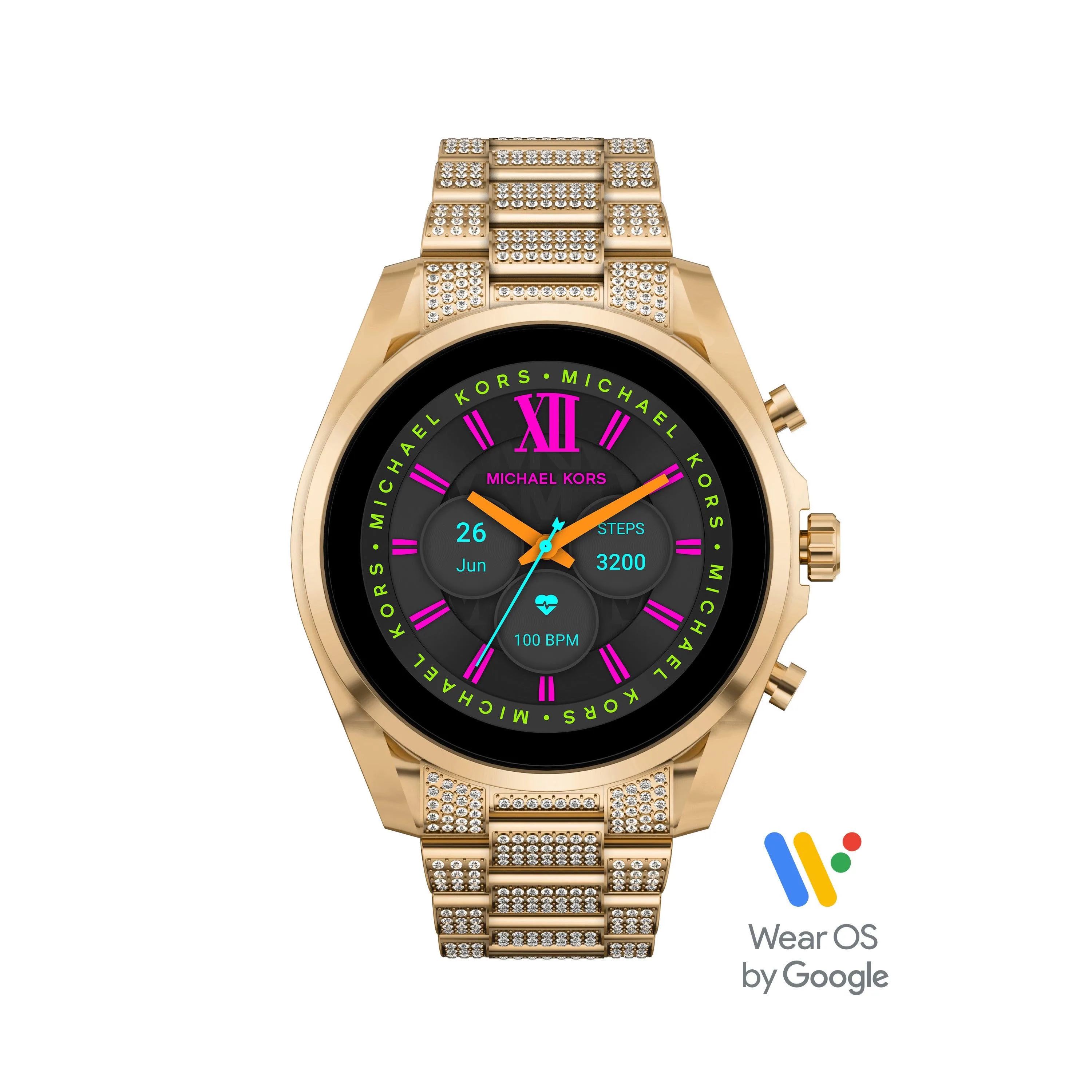 Michael Kors Ladies Bradshaw Gen 6 Hybrid Gold-Tone Crystal Pave Smartwatch