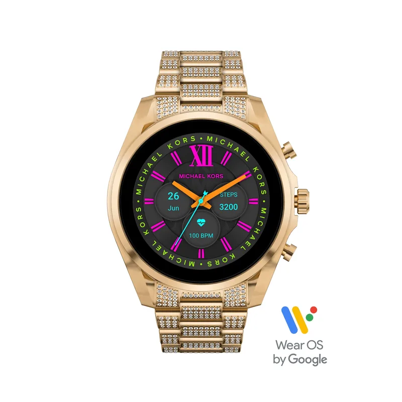 Michael Kors Ladies Bradshaw Gen 6 Hybrid Gold-Tone Crystal Pave Smartwatch
