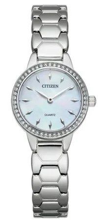 Citizen® Ladies' Quartz Silver-Tone Watch w/White MOP Dial