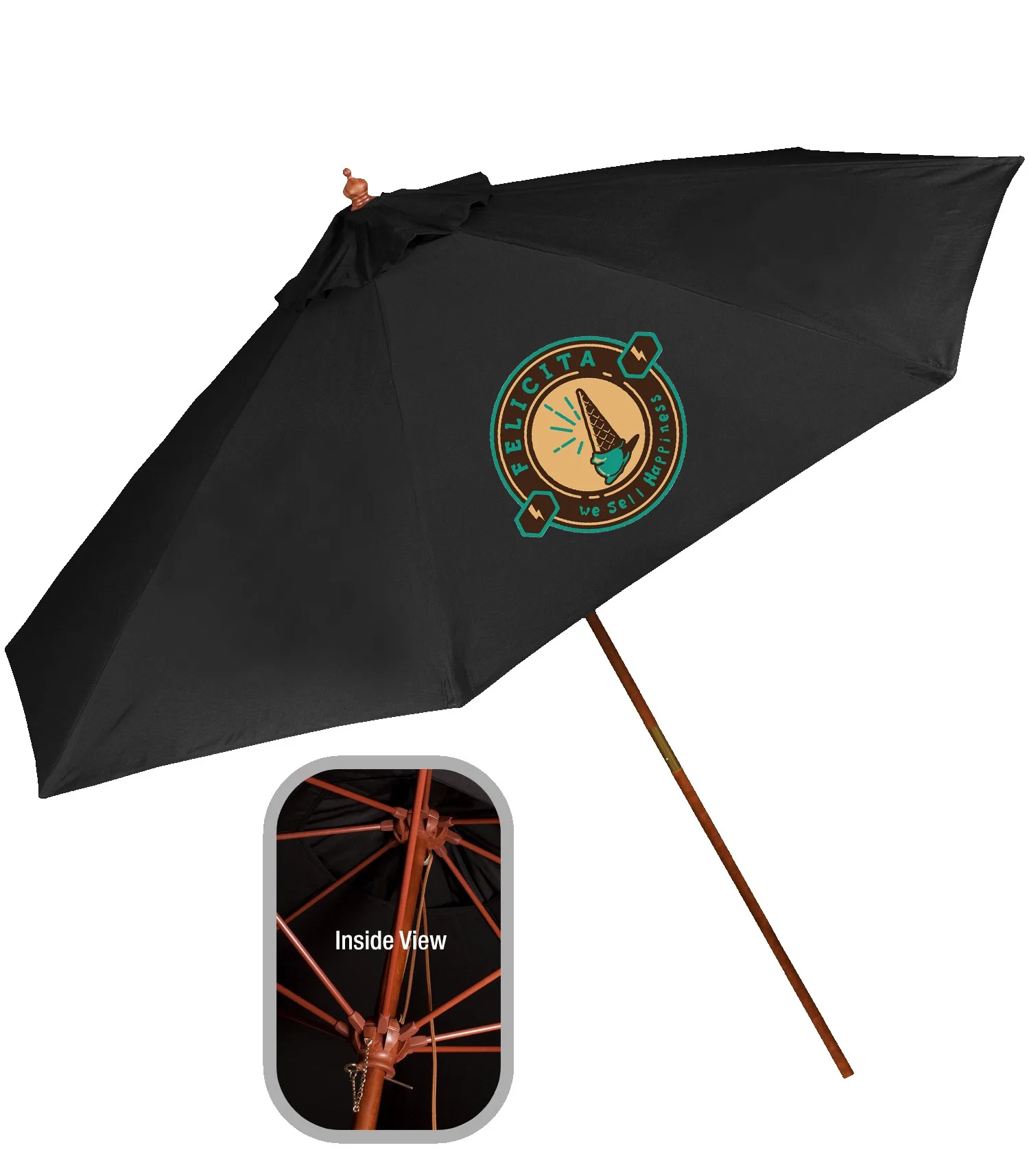 9' Wooden Market Umbrella