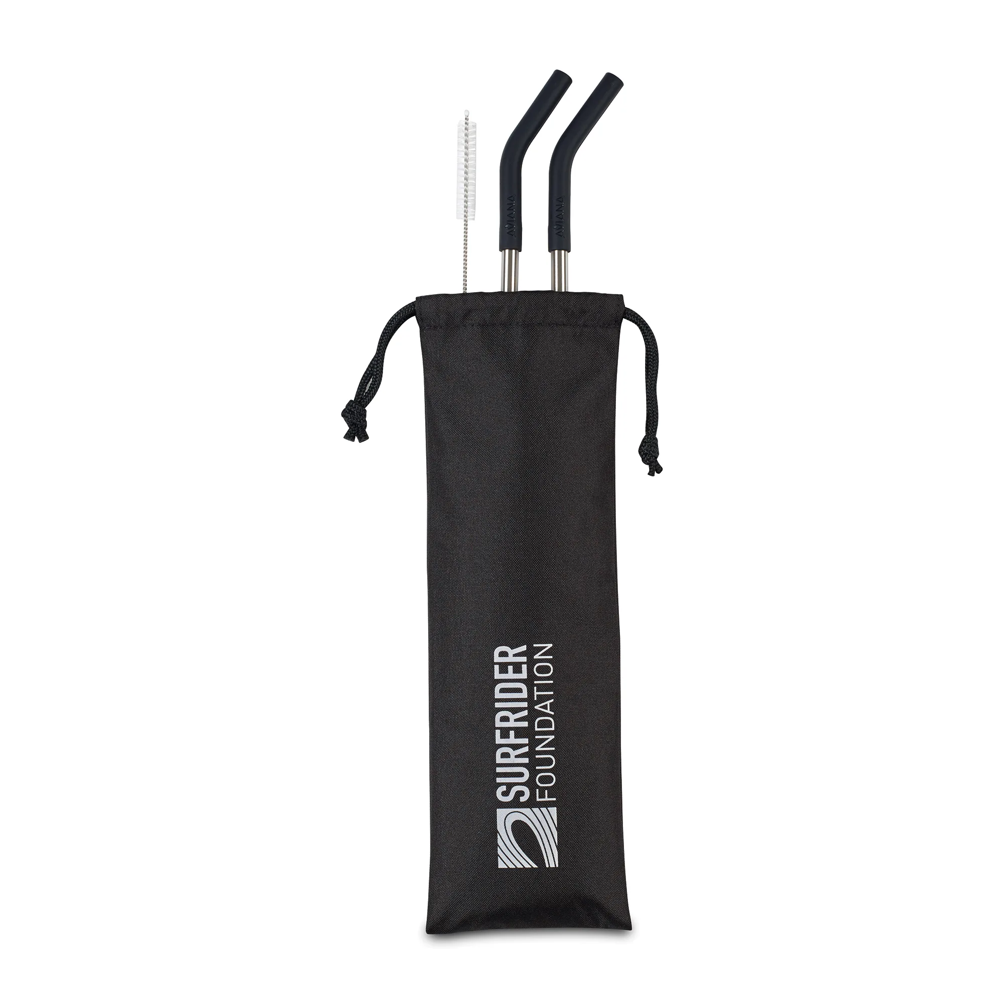 Aviana™ Poppy 2-Pack Stainless Straw Set - Black