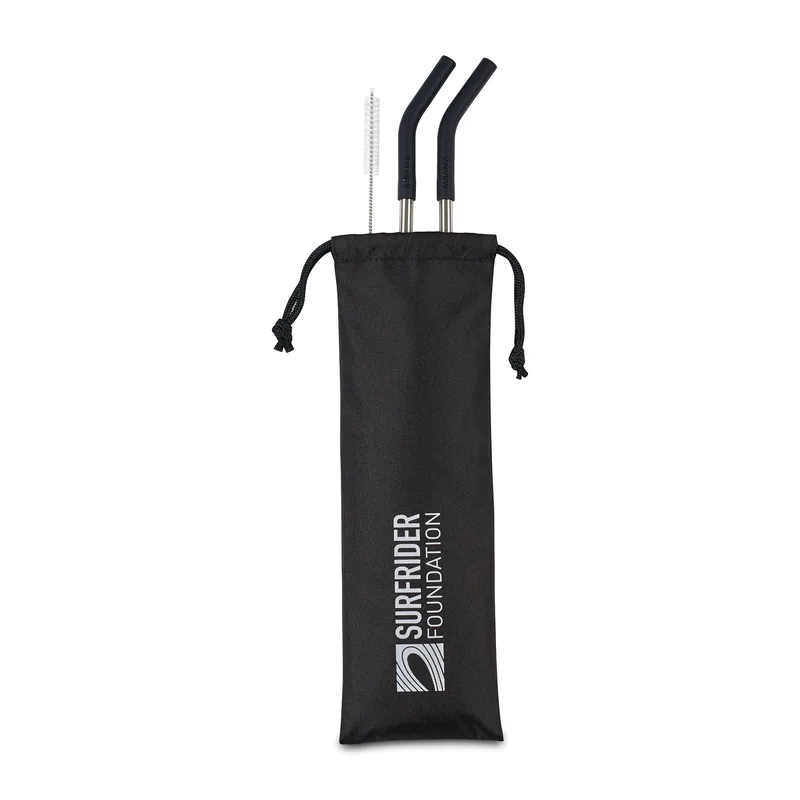 Aviana™ Poppy 2-Pack Stainless Straw Set - Black