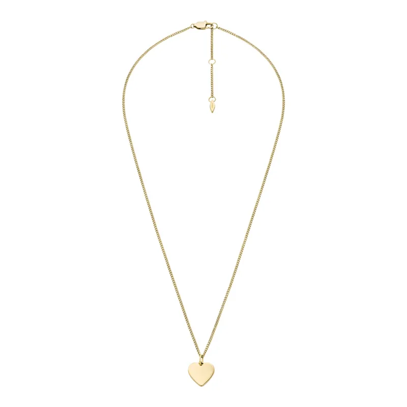 Fossil Drew Heart Gold-Tone Stainless Steel Necklace