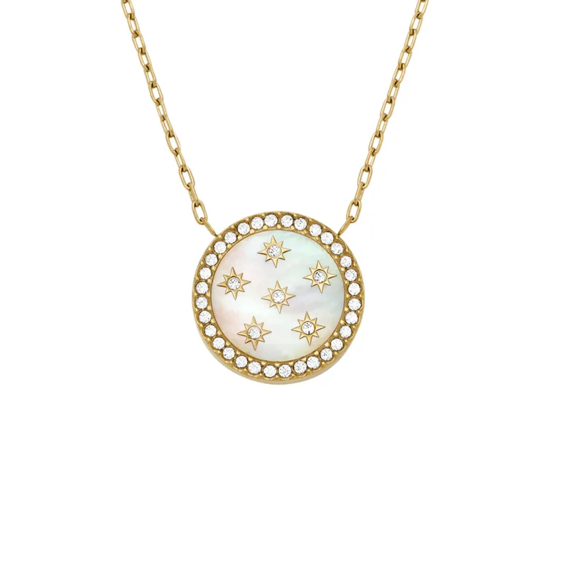 Fossil Merrit Northlight Gold-Tone Stainless Steel Pendant Necklace