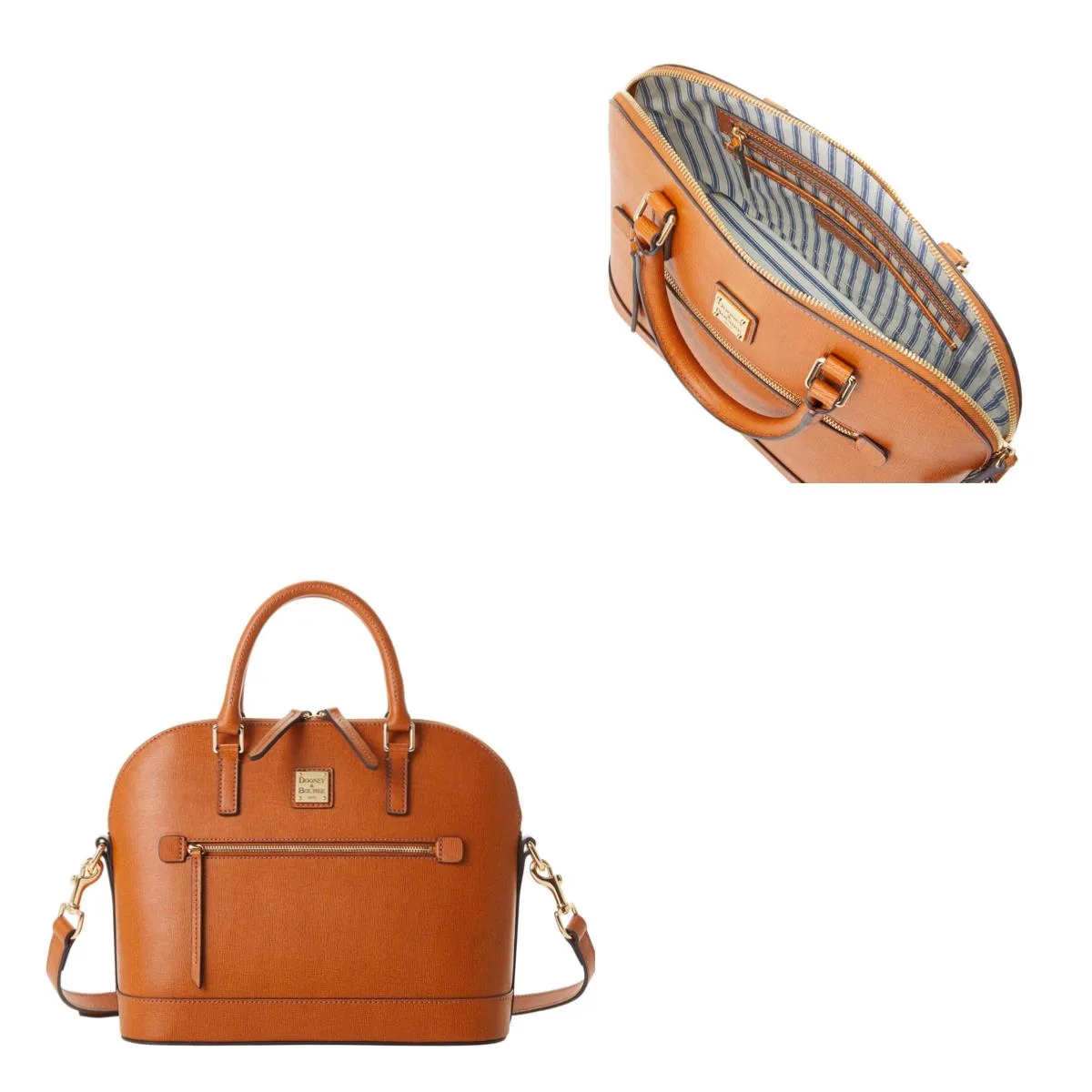 Dooney & Bourke Natural Saffiano Domed Zip Satchel