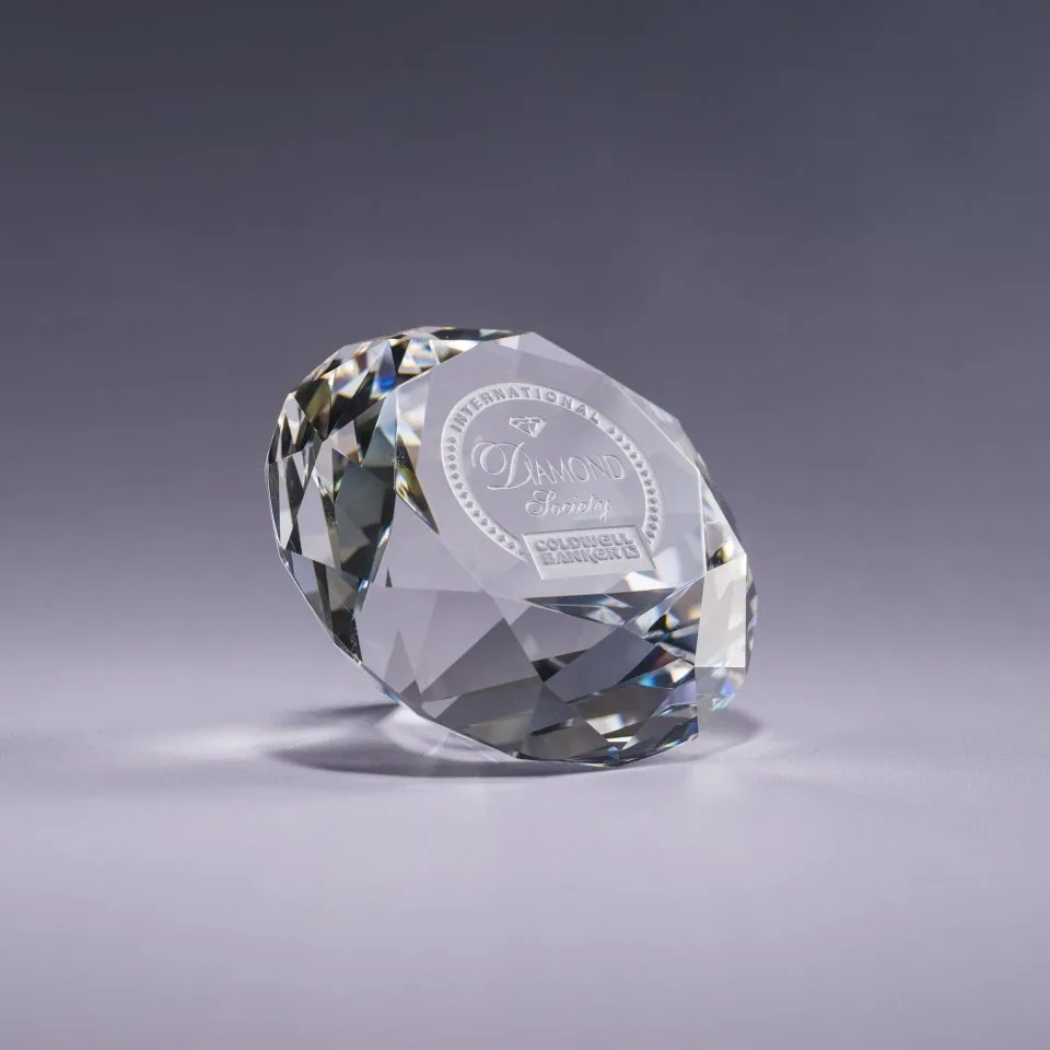 Clear Diamond Paperweight view 2