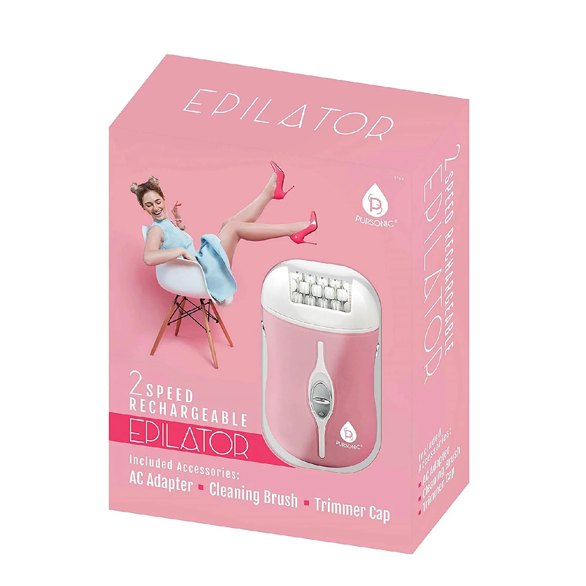 Pursonic Rechargeable Epilator & Bikini Trimmer - Pink