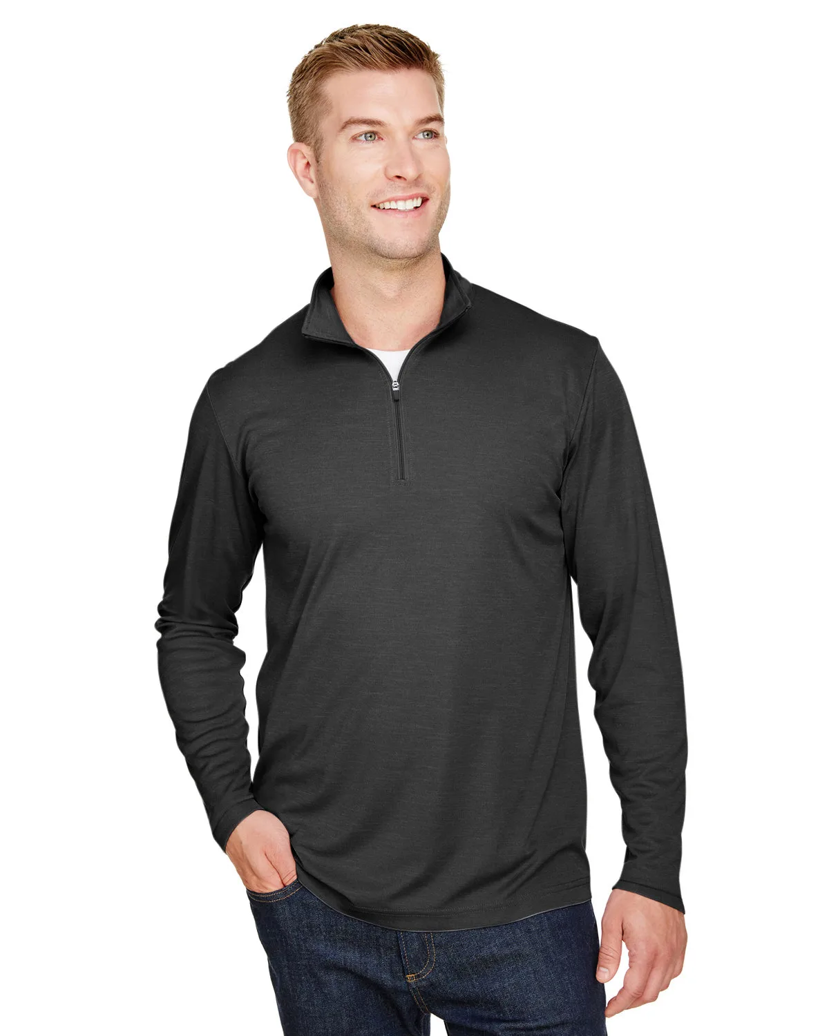 Team 365 Men's Zone Sonic Heather Performance Quarter-Zip Pullover Sweater view 2