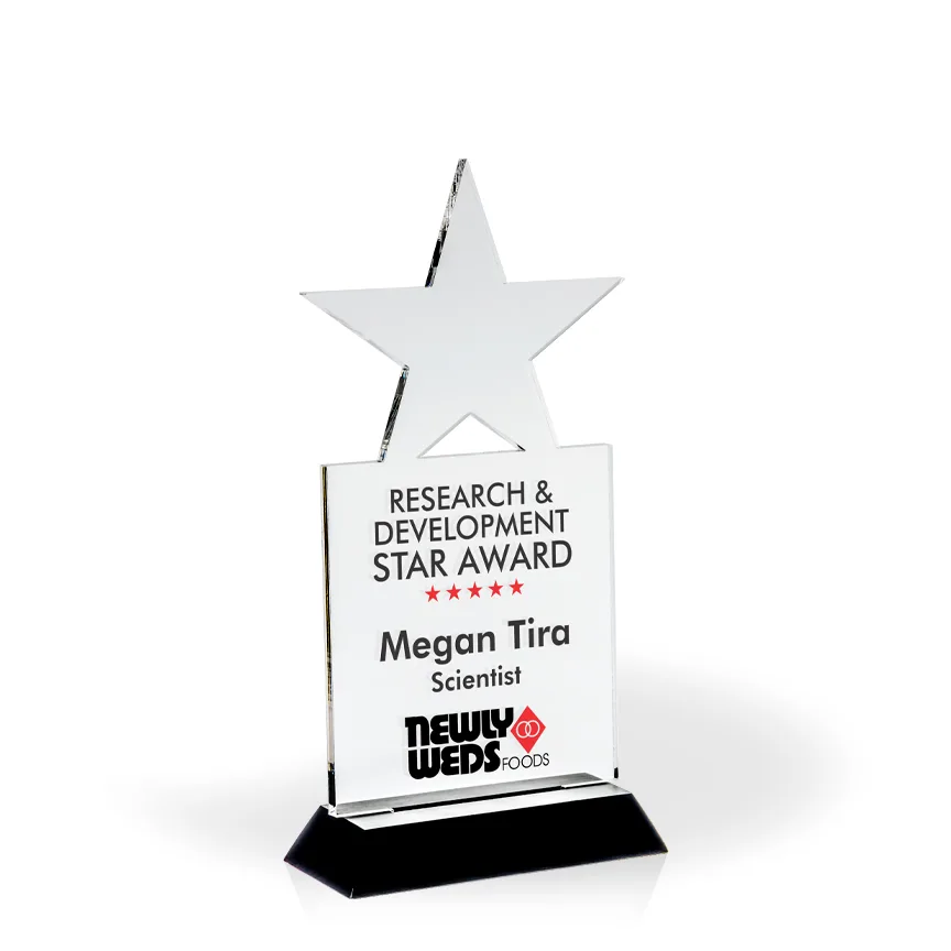 Star Topper Award with Black Wood Base - UV Printed