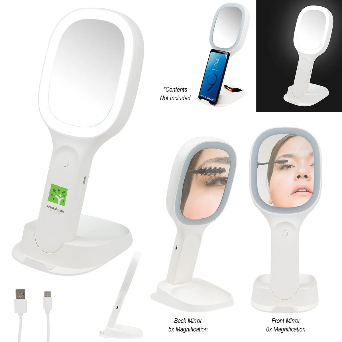 Light Up Double Sided Mirror With Wireless Charger view 2