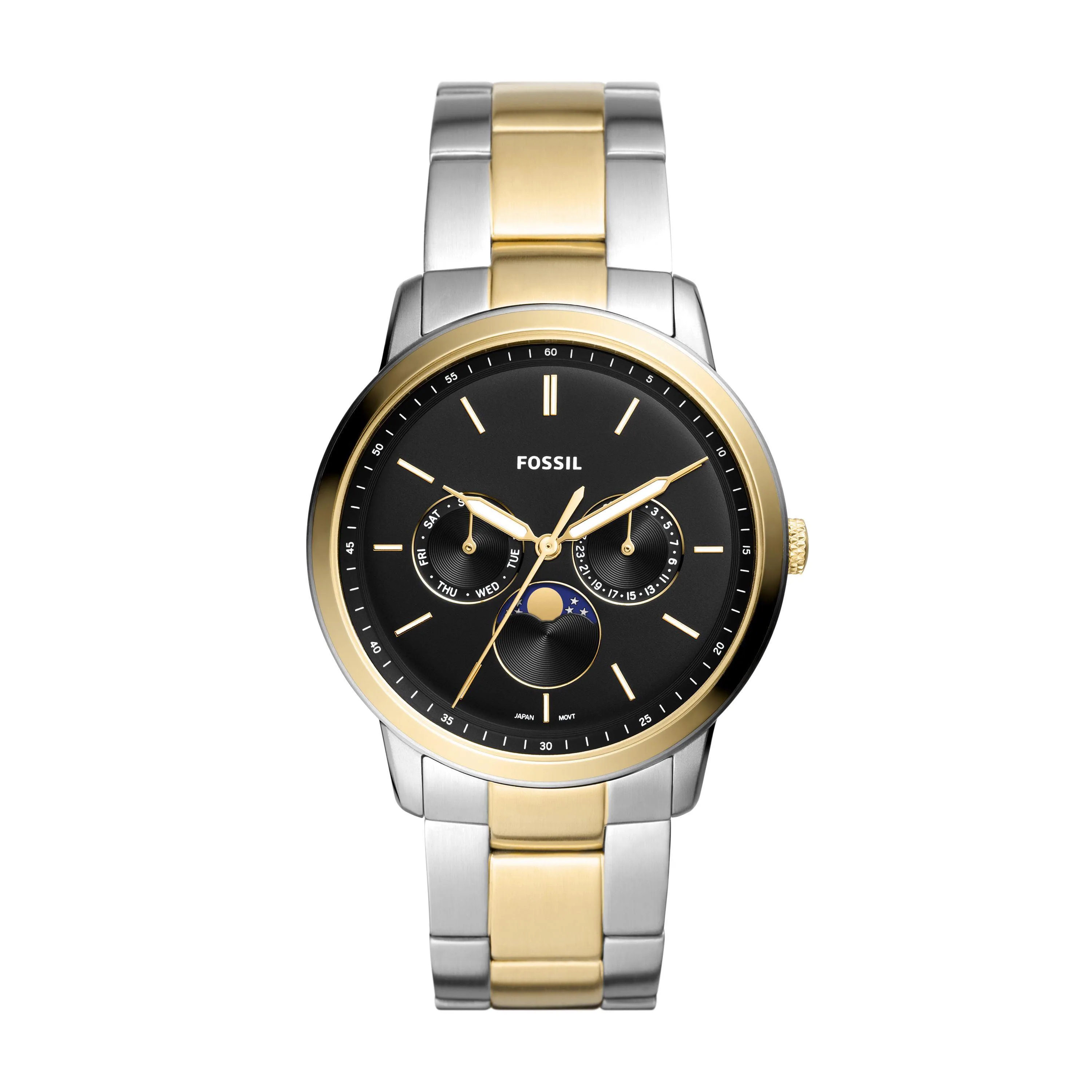 Fossil Men's Neutra 2-Tone Stainless Steel Multifunction Watch Black Dial