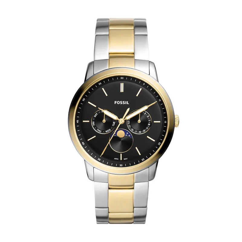 Fossil Men's Neutra 2-Tone Stainless Steel Multifunction Watch Black Dial