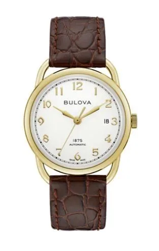 Citizen® Joseph Bulova Commodore Men's Leather Strap Watch w/Ivory White Dial