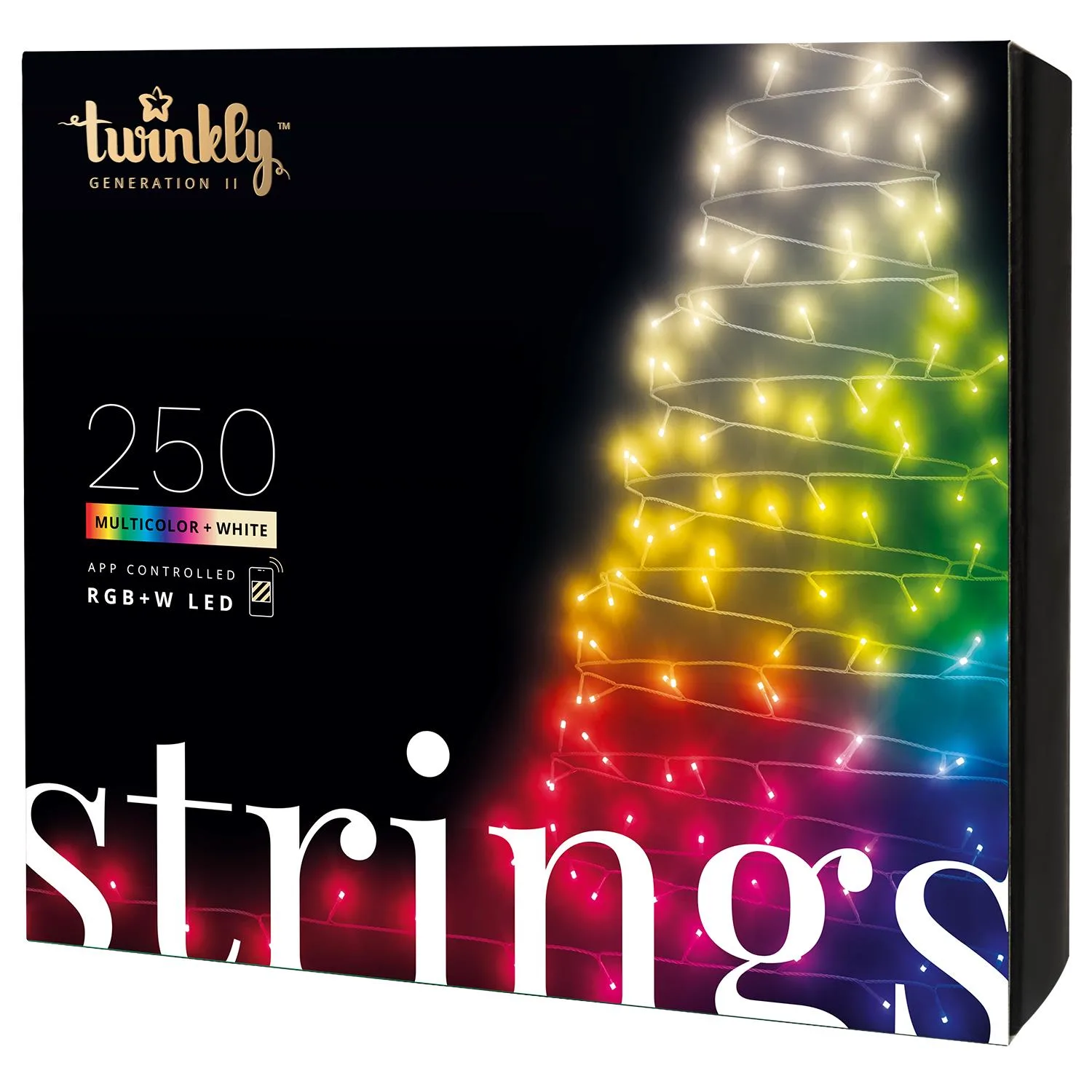 Twinkly - Strings 250L 5Mm Rgb+W Black/Green Wire