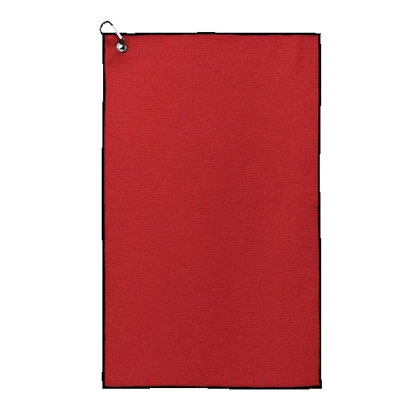 Waffle Weave Golf Towel with Black Corner Hook view 2
