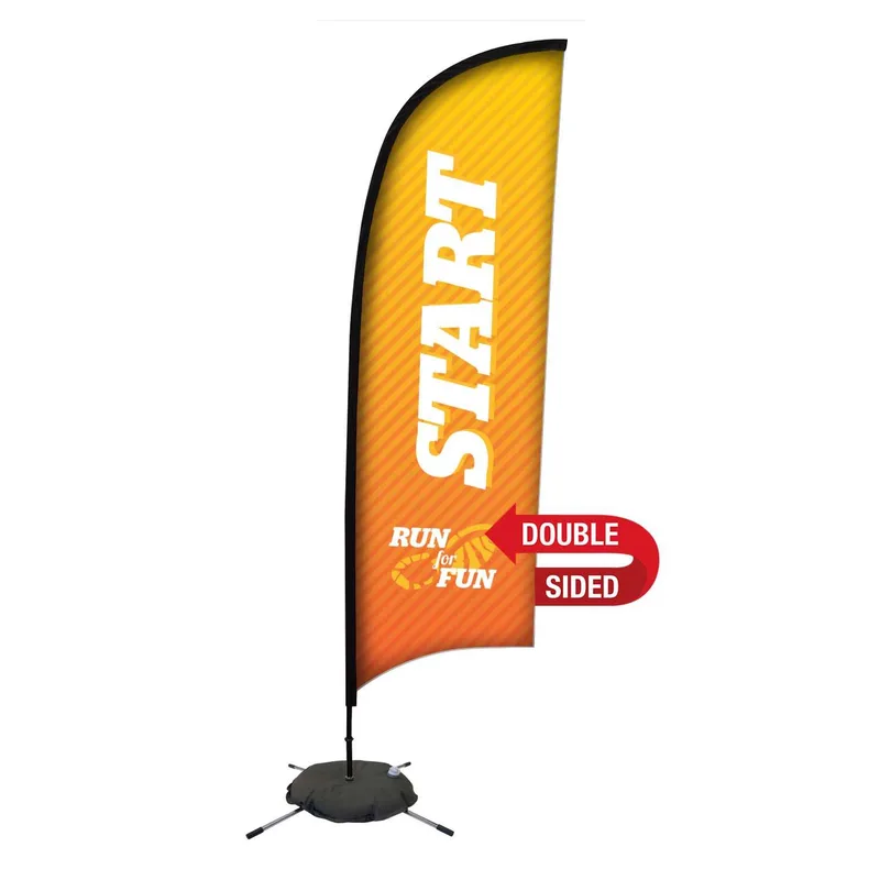 9' Premium Razor Sail Sign Flag, 2-Sided, Scissor Base