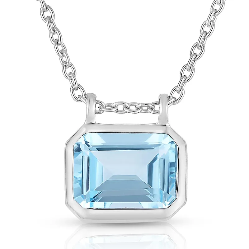 Jilco Inc Emerald Cut Blue Topaz Necklace