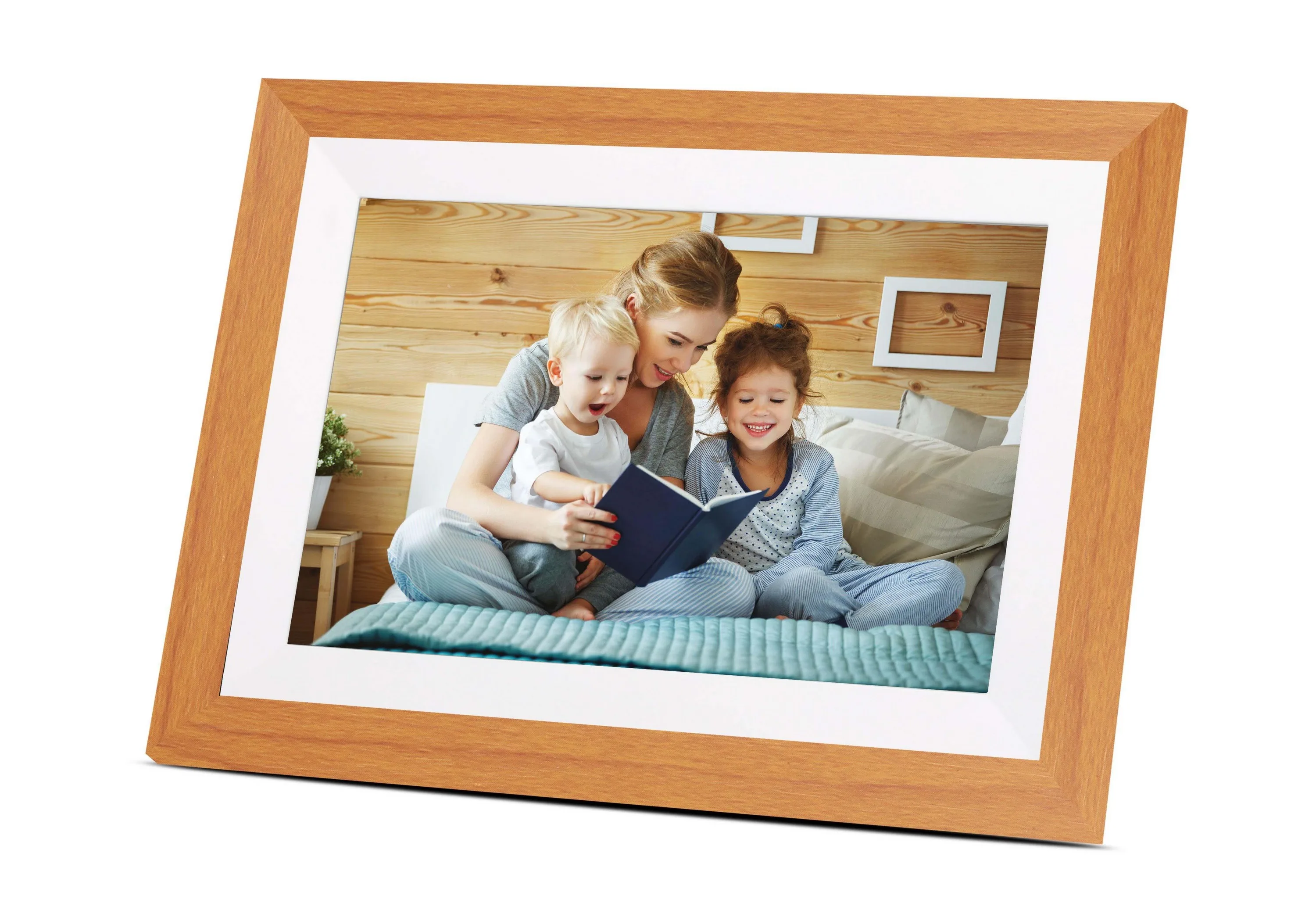 Bell+Howell 10.1" Smart Digital Photo Frame - White/Orange Cedar Wood