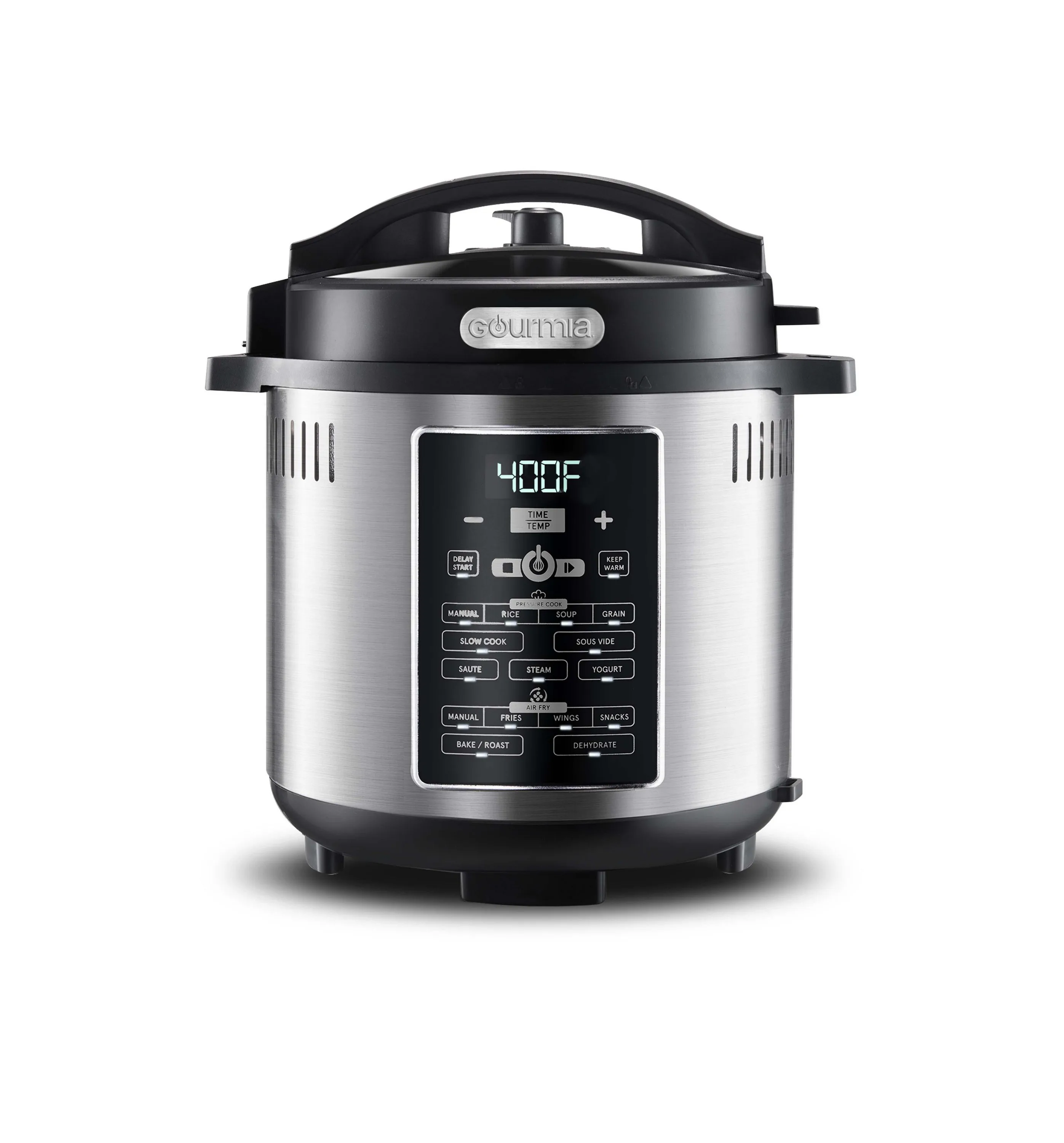 Gourmia Gourmia One-Lid Pressure Cooker + Air Fryer 6Qt