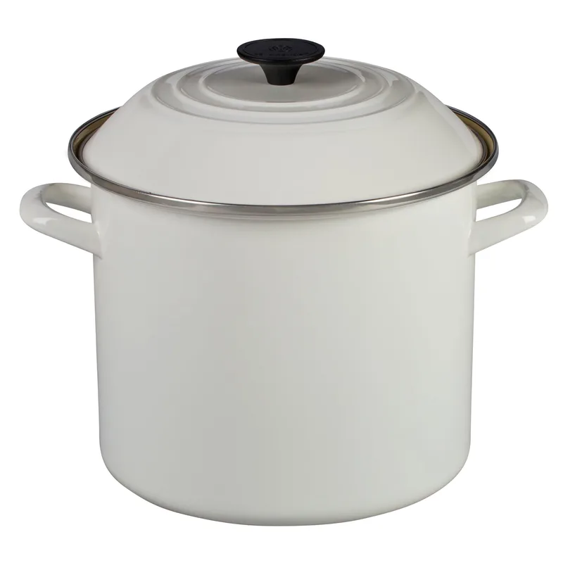 Le Creuset 10Qt Enamel On Steel Covered Stockpot White