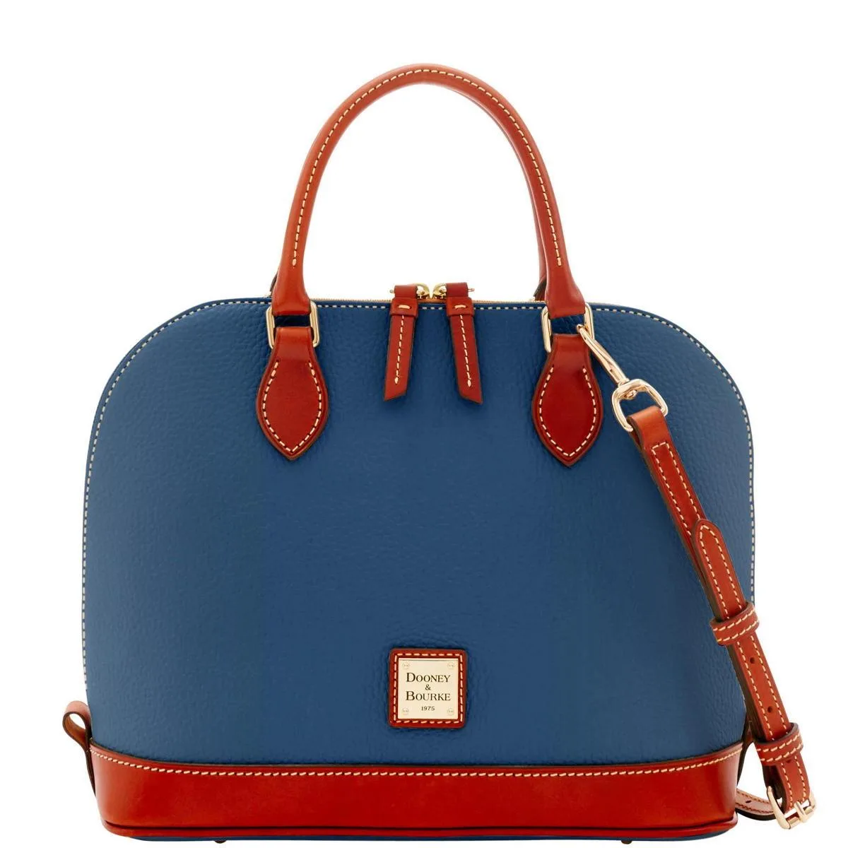Dooney & Bourke Blue Pebble Grain Zip Zip Satchel