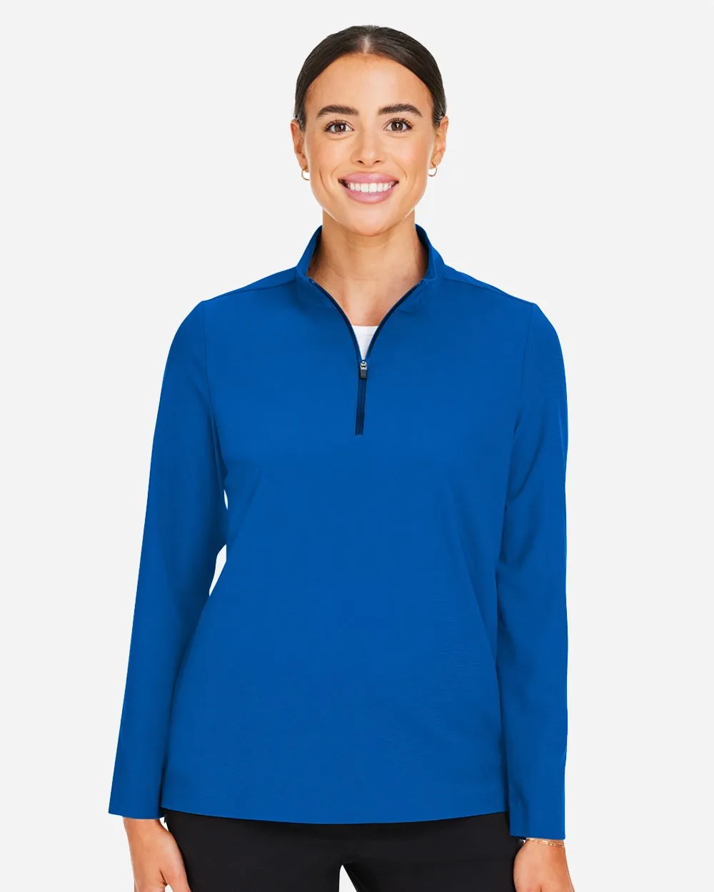 Devon and Jones® Women's CrownLux Performance® Windsor Welded Quarter-Zip Pullover Sweater view 2
