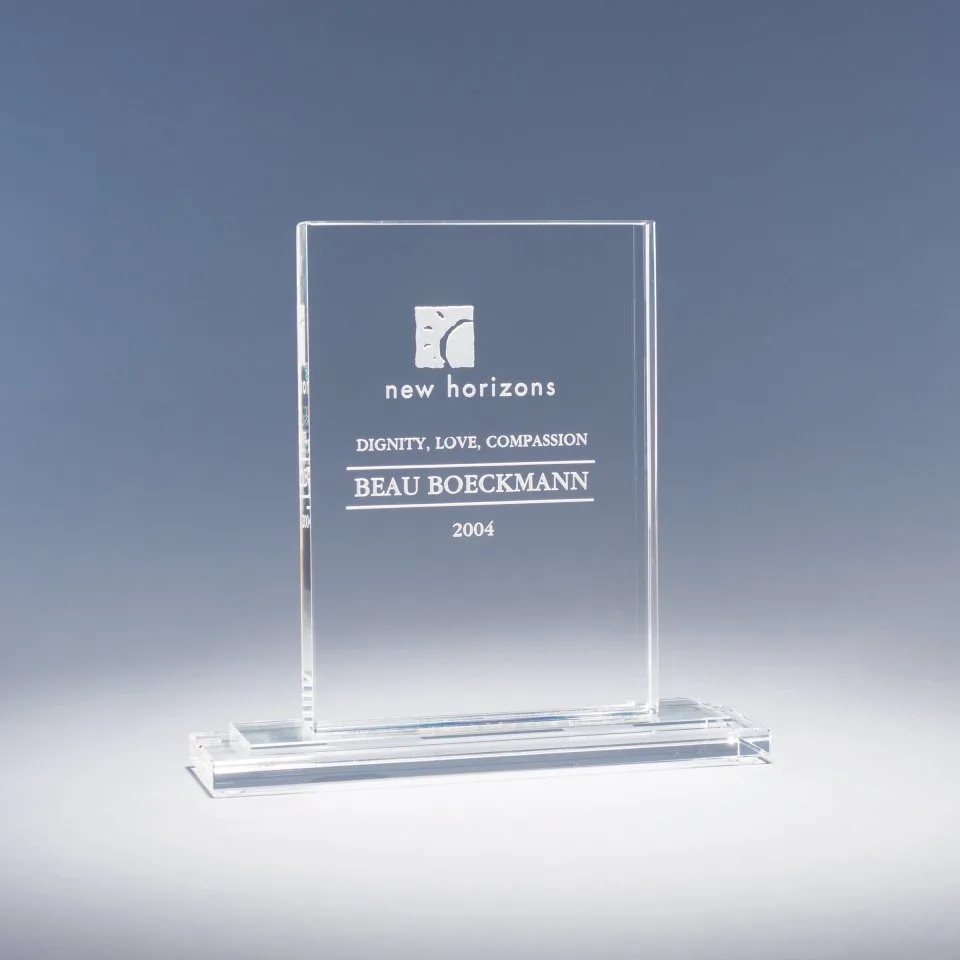 6.5" Crystal Plaque Award w/Glass Base