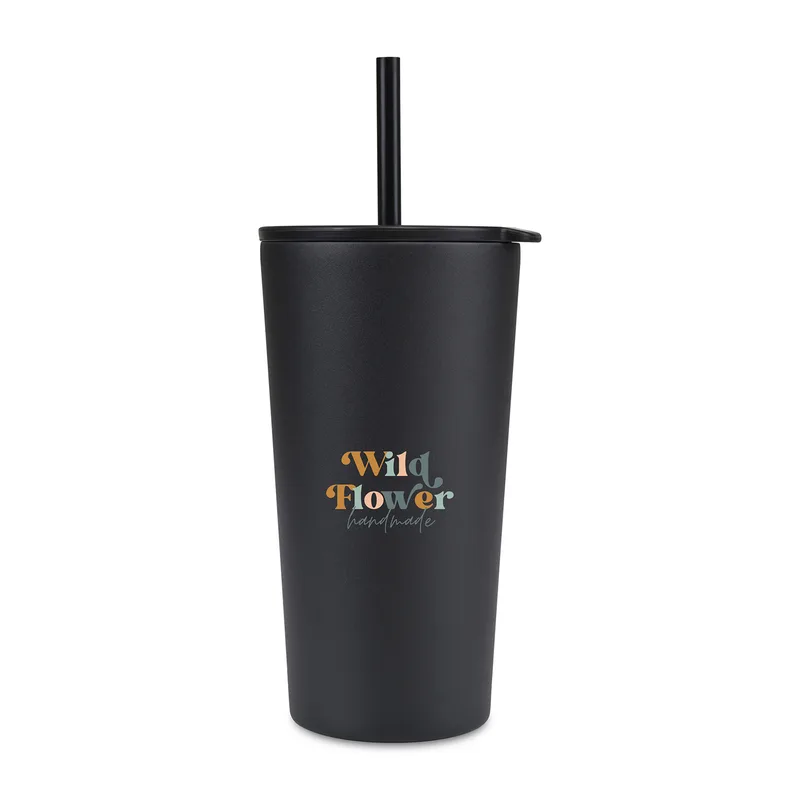 Aviana™ Rowan Recycled Straw Tumbler - 17 Oz. - Black