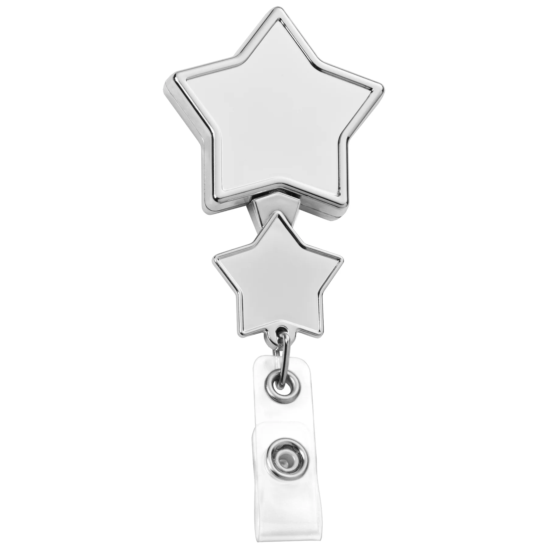 Chrome Double Up Star Retractable Badge Reel view 2