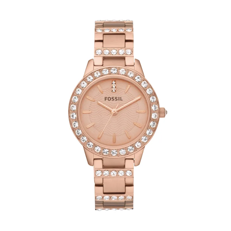 Fossil Ladies' Jesse Rose Gold-Tone Stanless Steel Crystal Watch Rose Dial