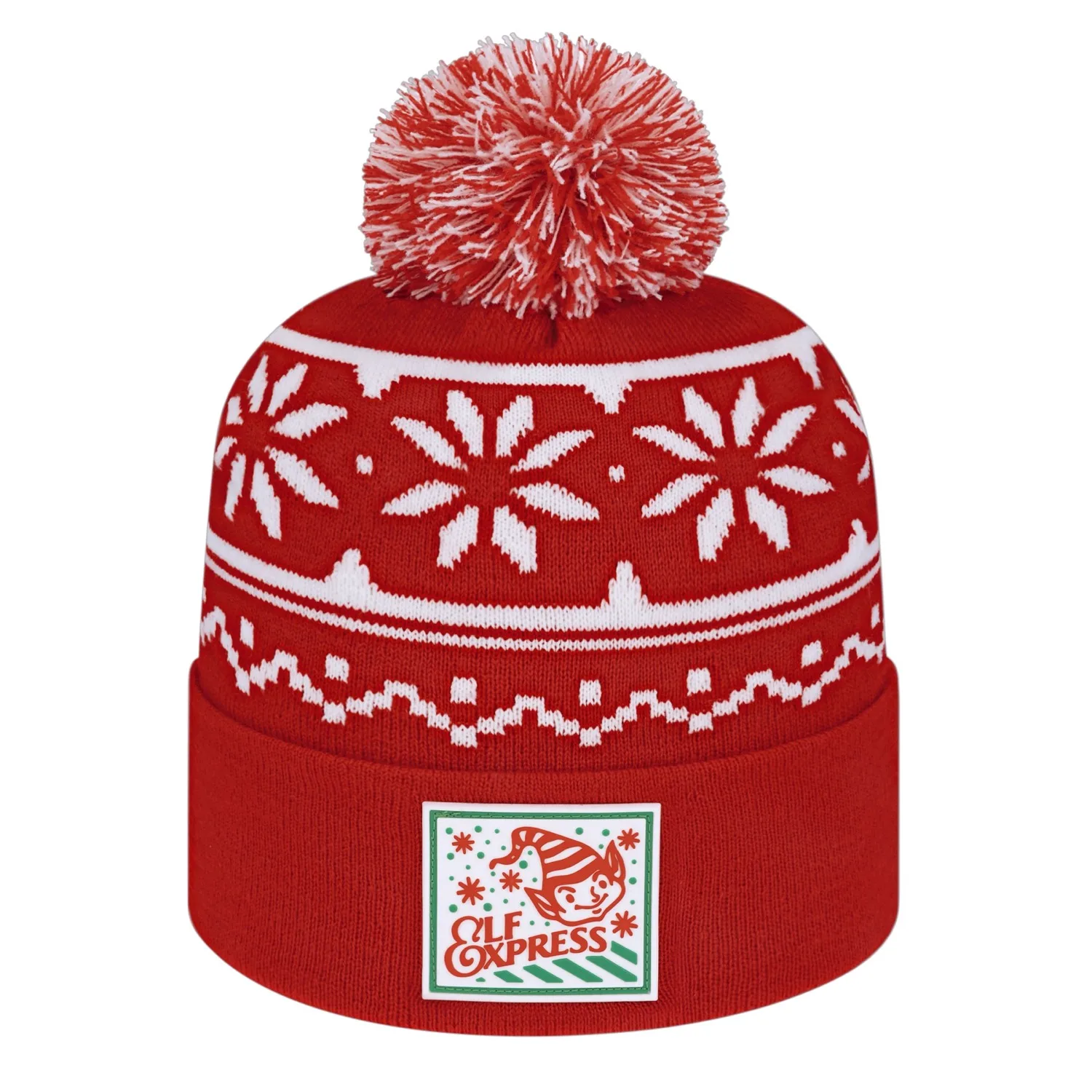 Snowflake Knit Cap with Cuff