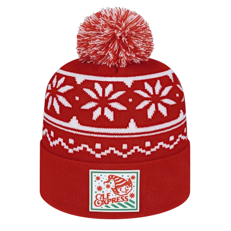 Snowflake Knit Cap with Cuff