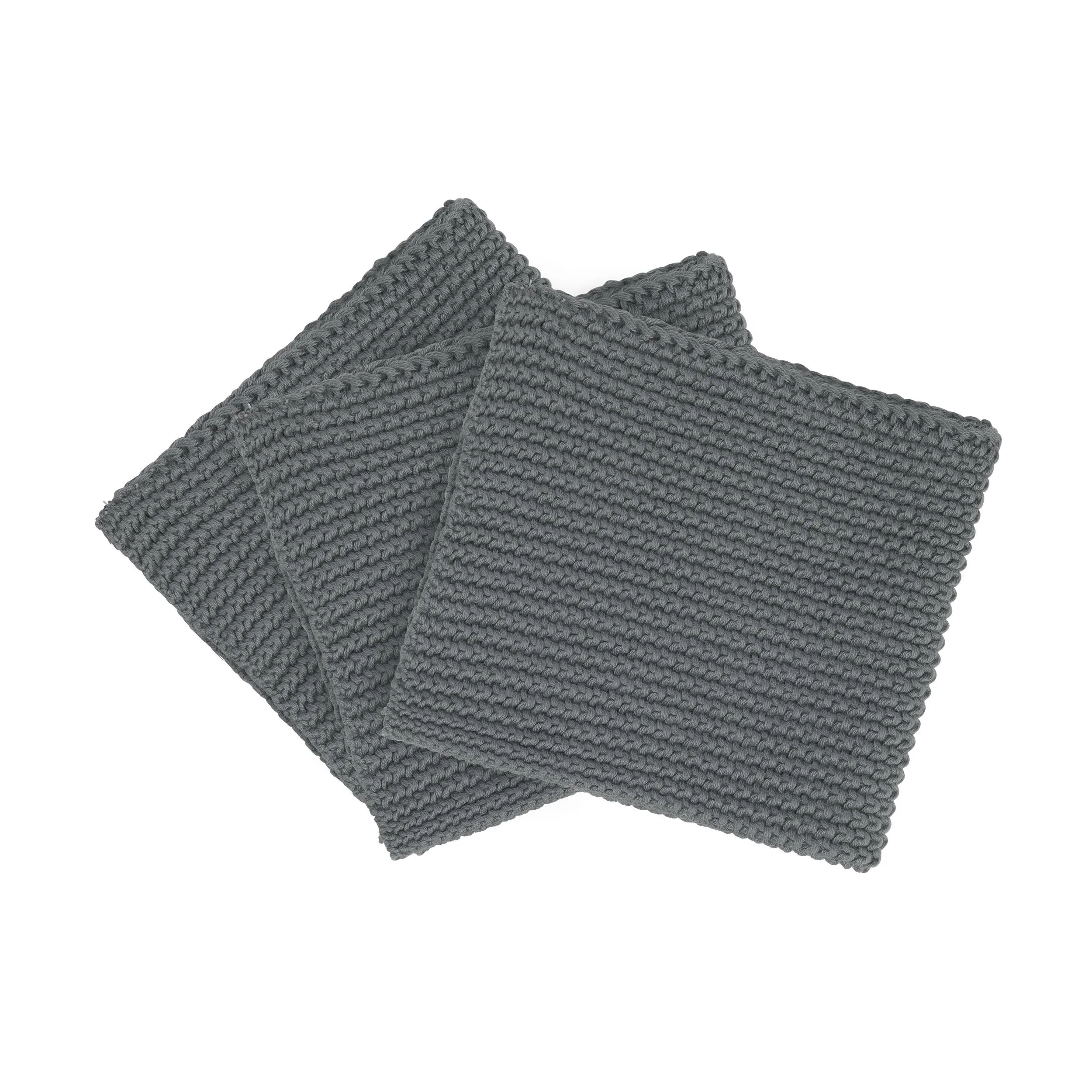 Blomus Knitted Dish Cloths Set Of 3 Cotton - Sharkskin Gray