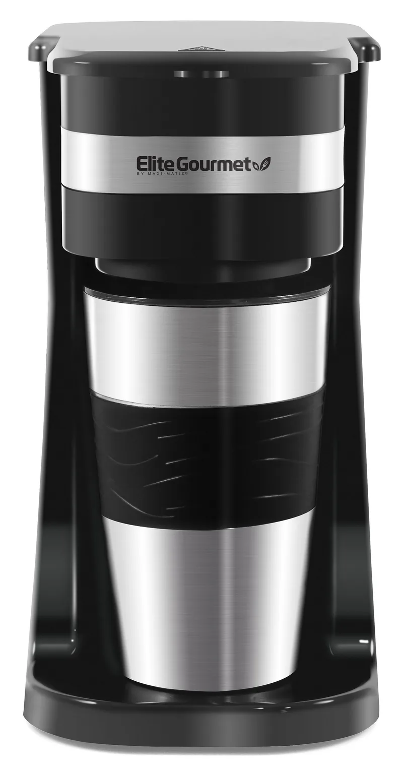 Elite Gourmet 1 Cup Single Serve Coffeemaker W/ Travel Mug