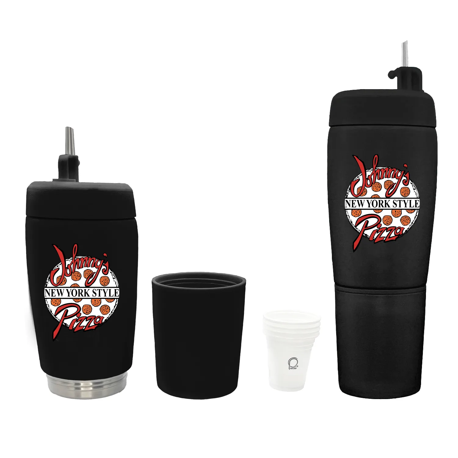Pour Caddy 20 oz Flask Set - Full Color — Black