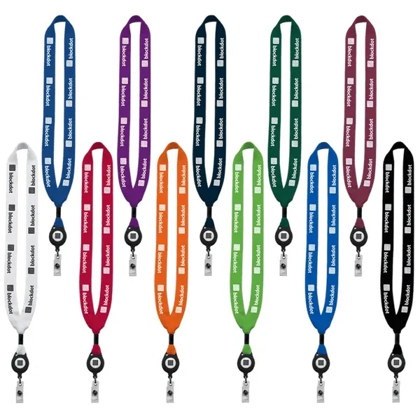 3/4" Cotton Lanyard with Metal Crimp & Retractable Badge Reel view 2