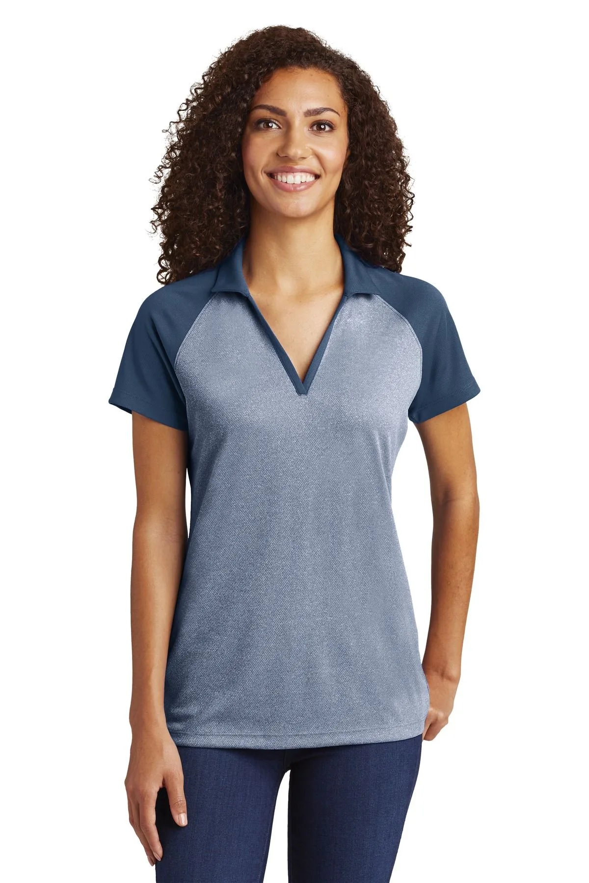 Sport-Tek ® Women's PosiCharge ® RacerMesh ® Raglan Heather Block Polo.