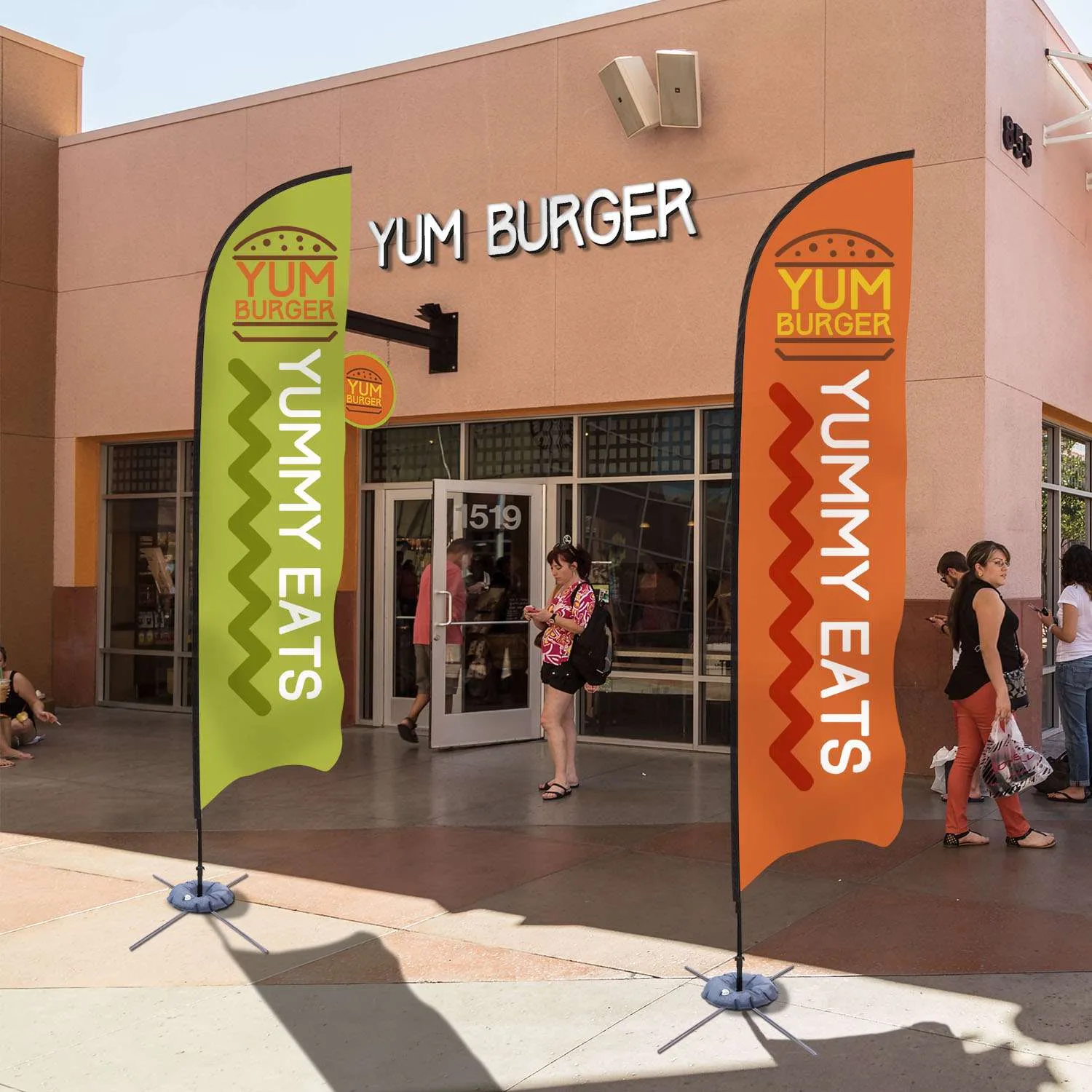 13' Premium Razor Sail Sign Flag, 1-Sided, Scissor Base view 7
