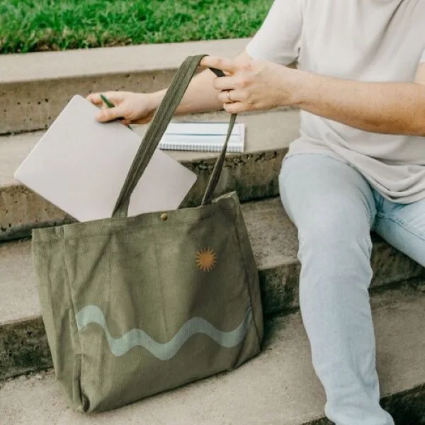 Open Laptop Tote - Corduroy