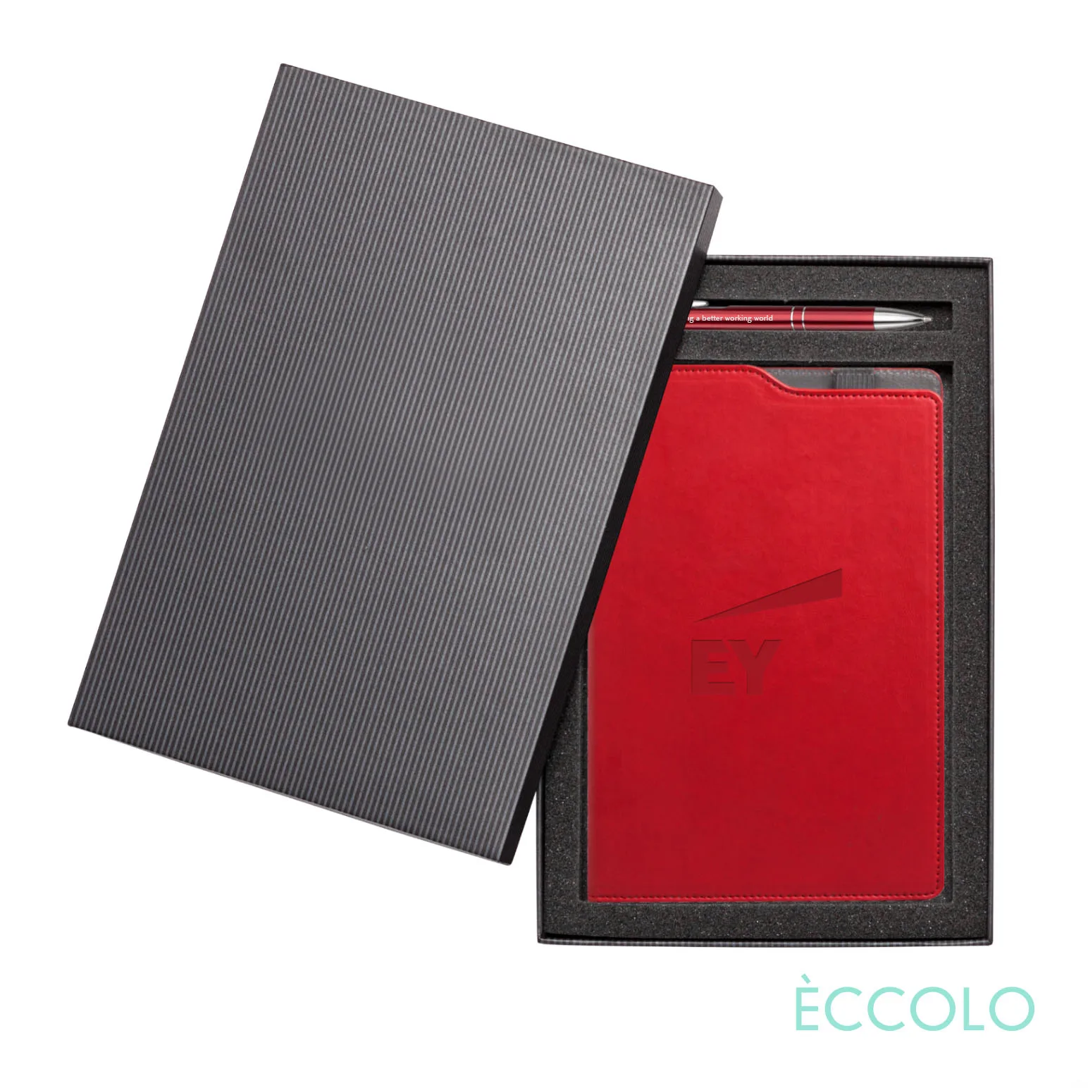 Journal & Clicker Pen Gift Set, Red/Red