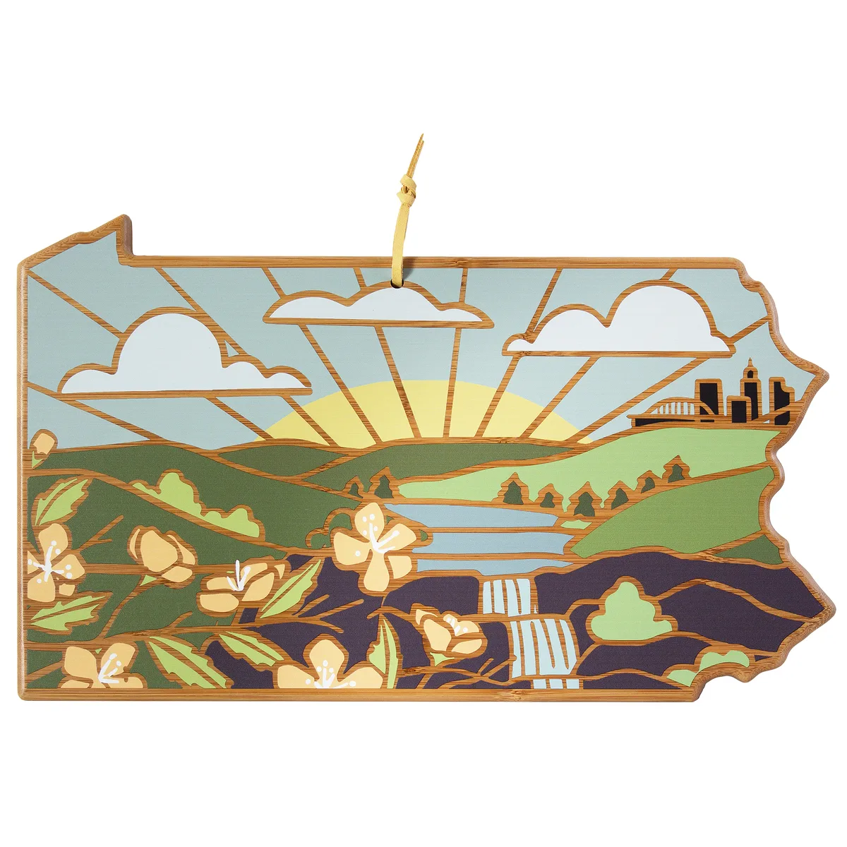 Pennsylvania State Shaped Serving & Cutting Board w/Artwork by Summer Stokes