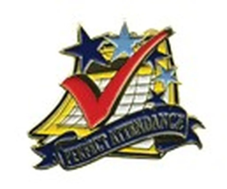 Bright Gold Educational Perfect Attendance Lapel Pin (1-1/8")
