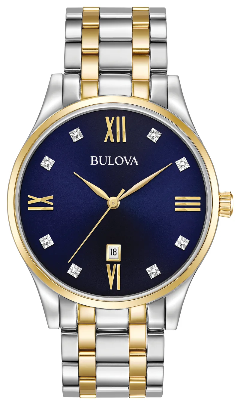 Bulova Watches Men's Diamond Collection Watch, Blue Dial