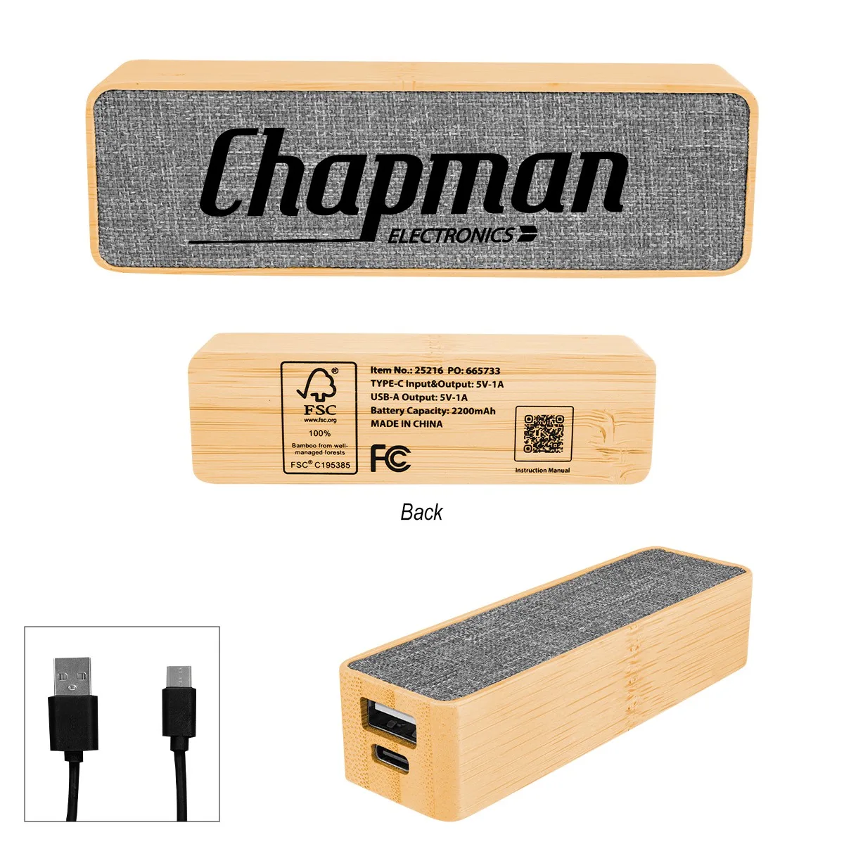 Bamboo & Rpet 200 Mah Power Bank view 2