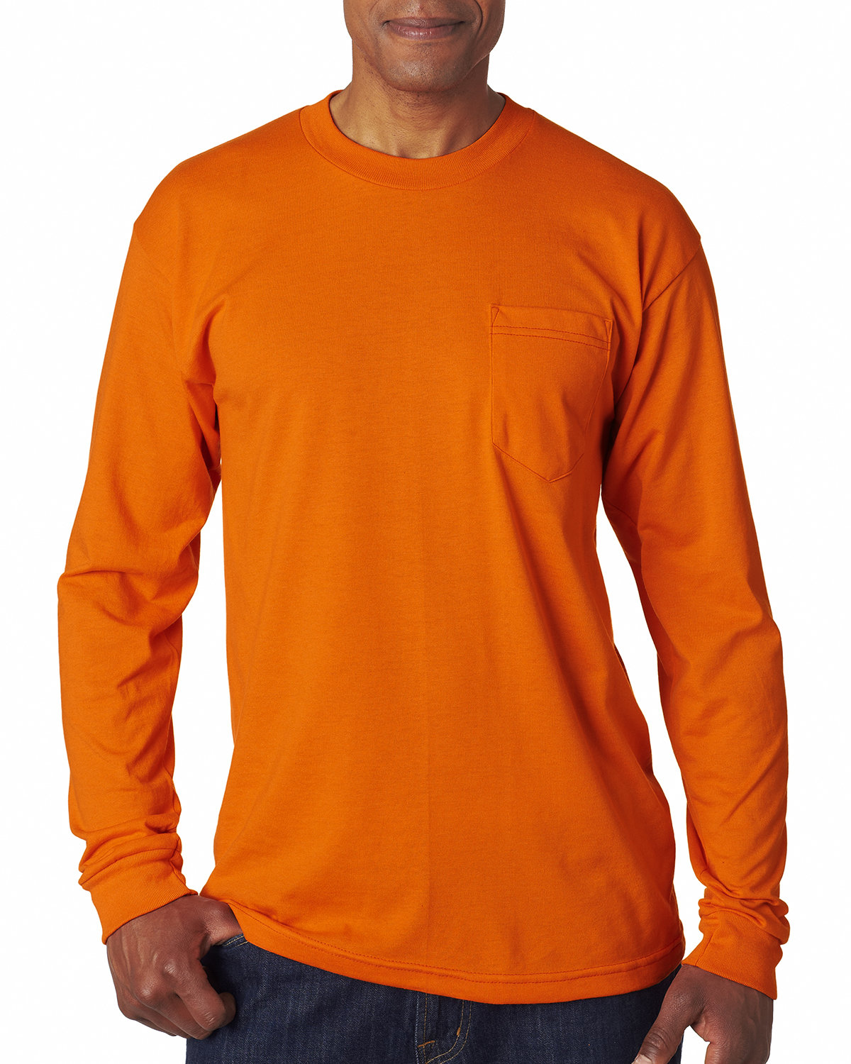 BAYSIDE Adult USA Made Long-Sleeve T-Shirt with Pocket