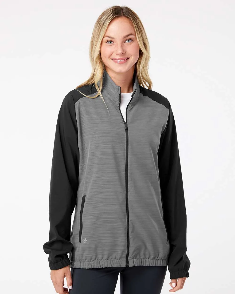 Adidas® Women's Heather Block Full Zip Wind Jacket view 3