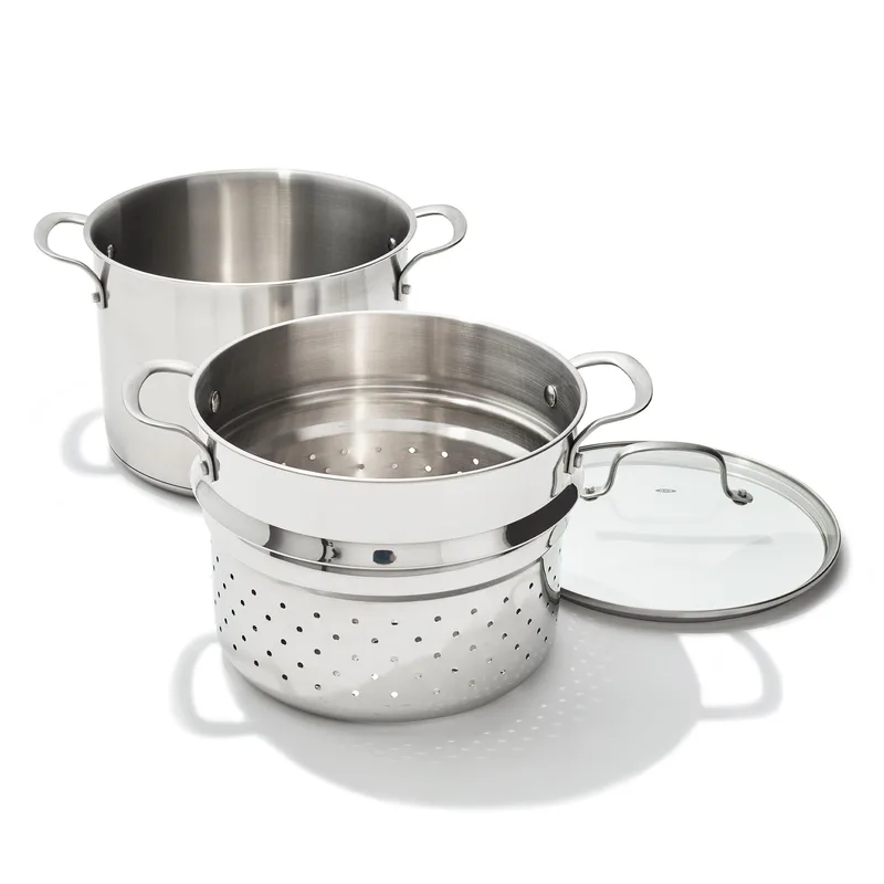 OXO Agility 8.4Qt Stainless Steel Boiler Pot W/ Lid & Steamer Insert