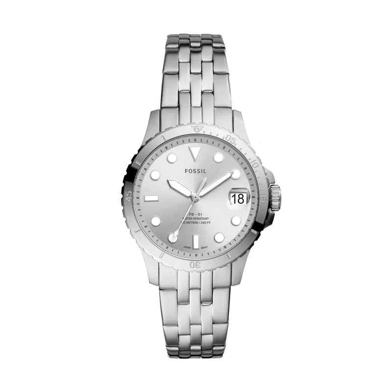 Fossil Ladies Fb-01 Three Hands Silver-Tone Watch Silver Dial