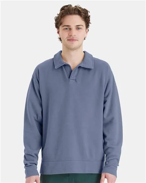 ComfortWash by Hanes® Garment Dyed Polo Collar Sweatshirt