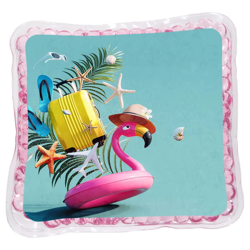 Pink Flamingo Tube Square Aqua Pearls™ Hot/Cold Pack view 2